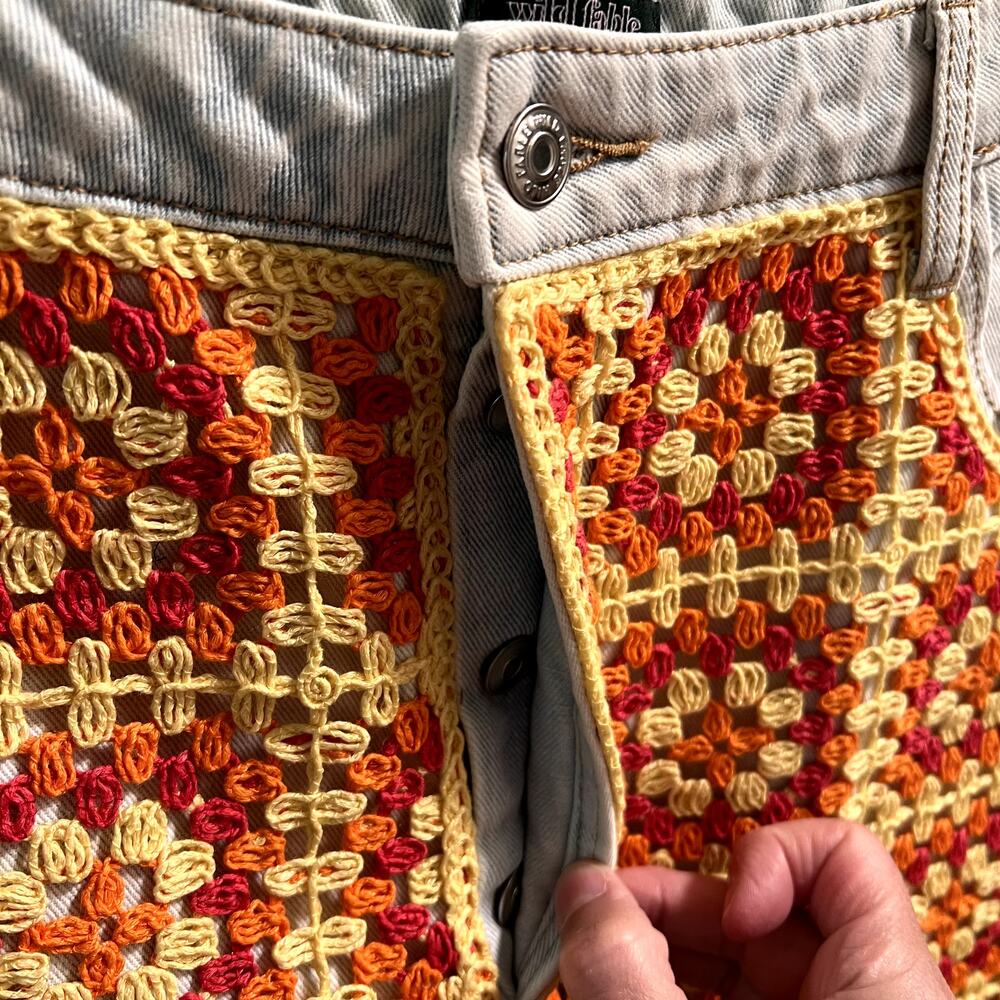 Wild Fable High Rise Cut Off Jean Shorts Crochet Front size 18 - Picture 5 of 11